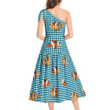 Clown Fish Ruffle Hem One Shoulder Midi Dress - Objet D'Art