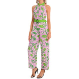 Halter Neck Buckle Belted Jumpsuit - Objet D'Art