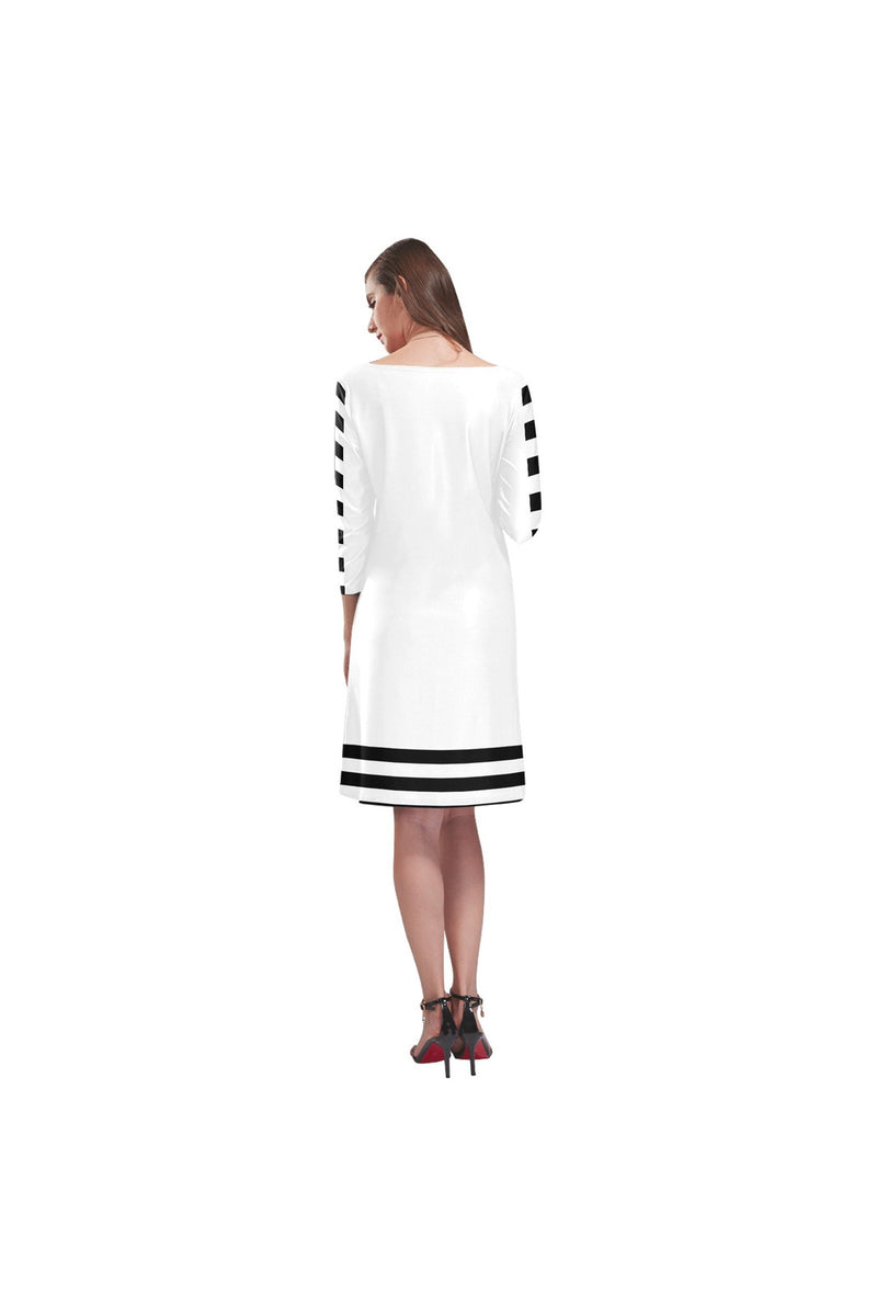 Stripe Accented Rhea Loose Round Neck Dress - Objet D'Art