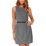 GRAY GREEK PRINT 2 Eos Women's Sleeveless Dress (Model D01) - Objet D'Art