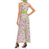 Halter Neck Buckle Belted Jumpsuit - Objet D'Art