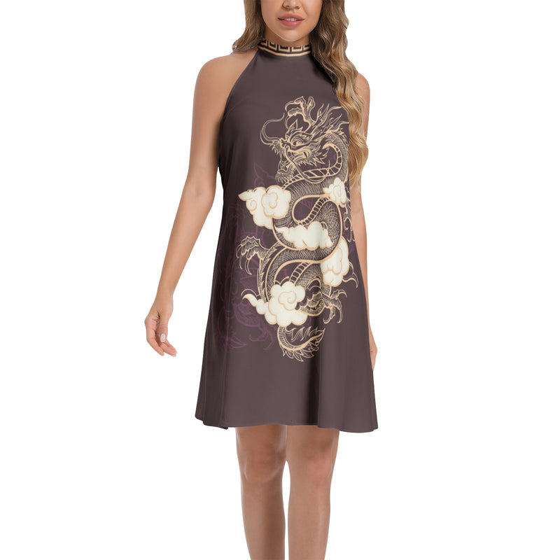 Tie Back Halter Neck Flared Dress - Objet D'Art