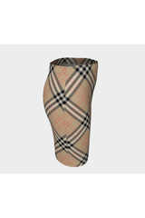 Tan Tartan Fitted Skirt - Objet D'Art