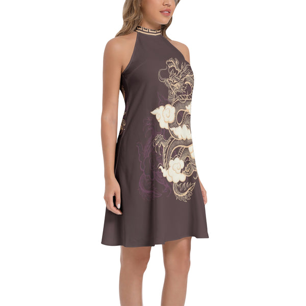 Tie Back Halter Neck Flared Dress - Objet D'Art