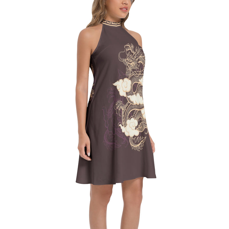 Tie Back Halter Neck Flared Dress - Objet D'Art