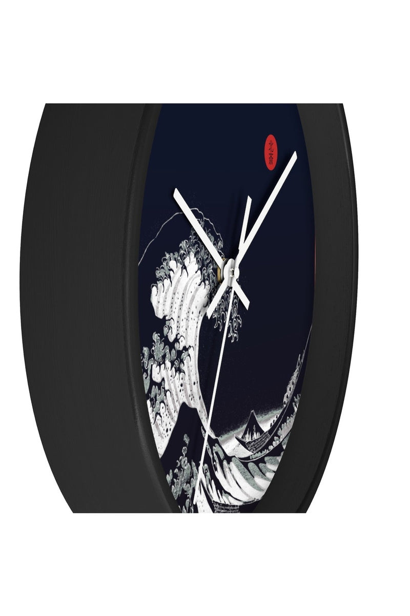 Big Blue Wave Little Red Moon Wall clock - Objet D'Art