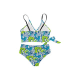 pisces neon green blue ombre print Knot Side Bikini Swimsuit (Model S37) - Objet D'Art