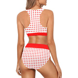 pure red print Crop Top Bikini Set (Model S21) - Objet D'Art