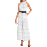 Halter Neck Buckle Belted Jumpsuit - Objet D'Art