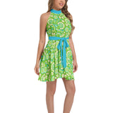 Ruffle Hem Belted Halter Dress - Objet D'Art