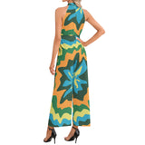 Halter Neck Buckle Belted Jumpsuit - Objet D'Art