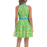 Ruffle Hem Belted Halter Dress - Objet D'Art