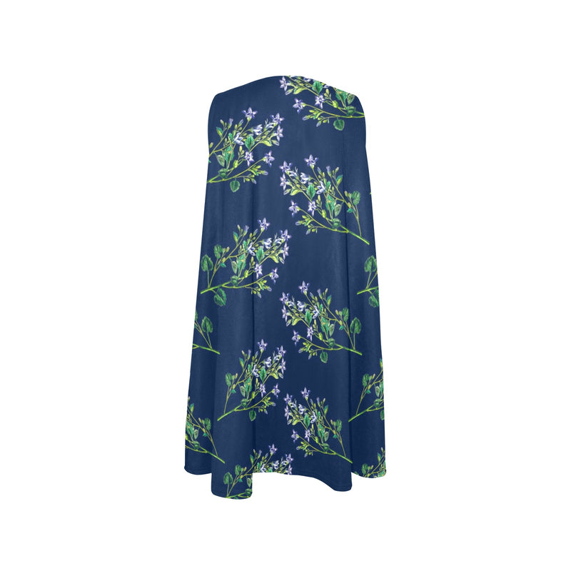 lavend print 2 Sleeveless A-Line Pocket Dress (Model D57) - Objet D'Art