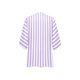 lavender stripes 2 Women's Kimono Chiffon Cover Up (Model H51) - Objet D'Art