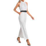 Halter Neck Buckle Belted Jumpsuit - Objet D'Art