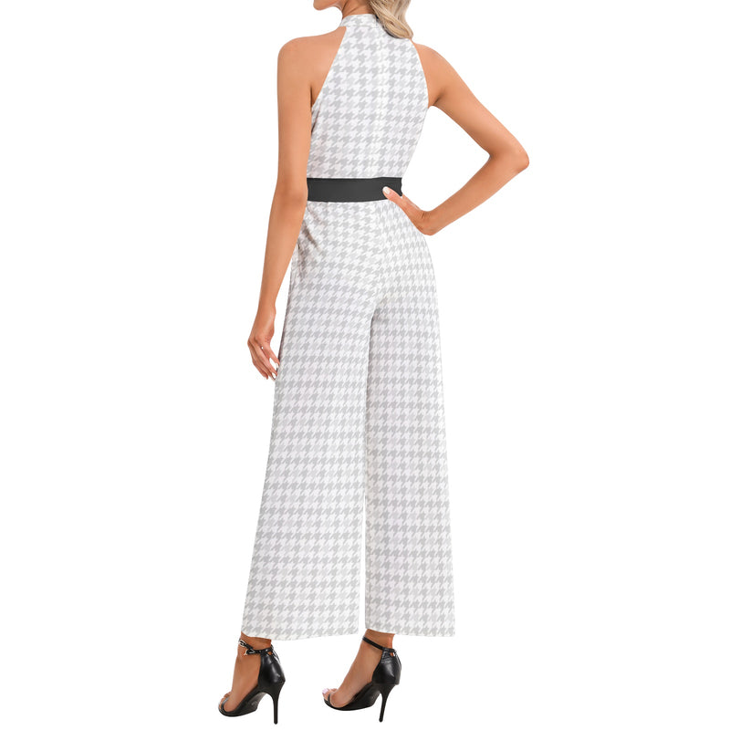 Halter Neck Buckle Belted Jumpsuit - Objet D'Art
