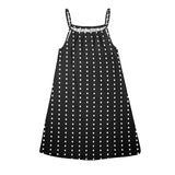 dotted line print Drawstring Neck Sleeveless Dress (Model D68) - Objet D'Art