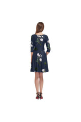 White Floral Tethys Half-Sleeve Skater Dress - Objet D'Art