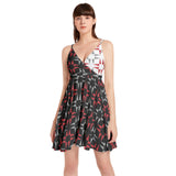 Spaghetti Strap Sleeveless Falred Hem Short Dress - Objet D'Art