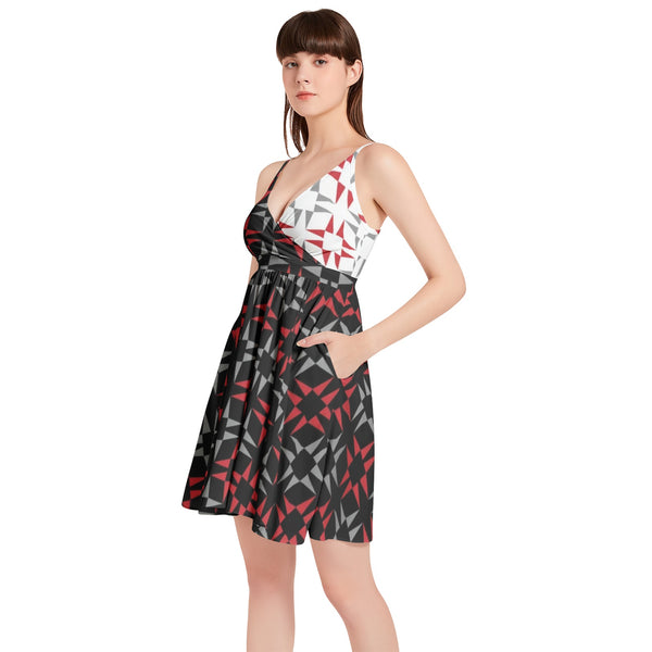 Spaghetti Strap Sleeveless Falred Hem Short Dress - Objet D'Art