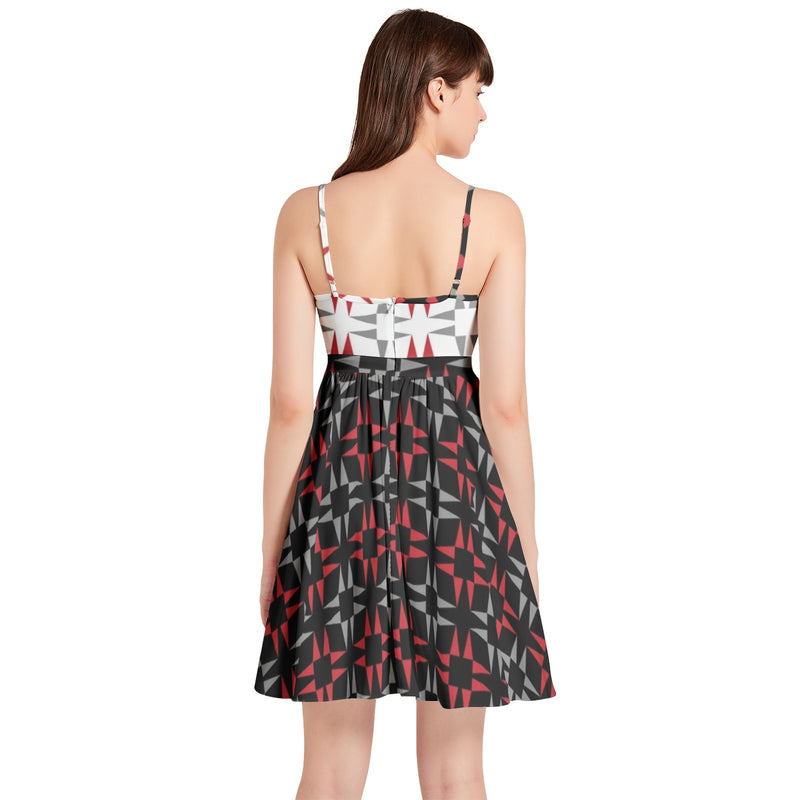 Spaghetti Strap Sleeveless Falred Hem Short Dress - Objet D'Art