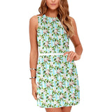 apple blossom print striped arrow Eos Women's Sleeveless Dress (Model D01) - Objet D'Art