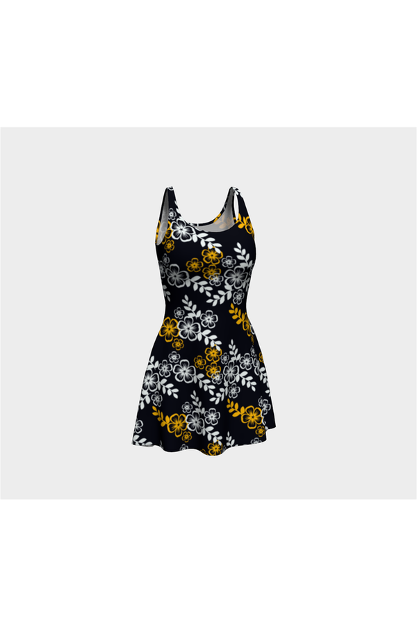 Floral Gold Flare Dress - Objet D'Art Online Retail Store