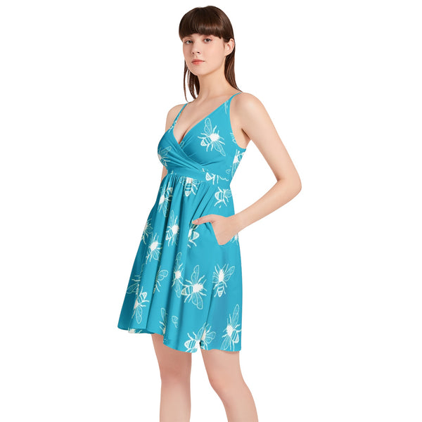 Spaghetti Strap Sleeveless Falred Hem Short Dress - Objet D'Art
