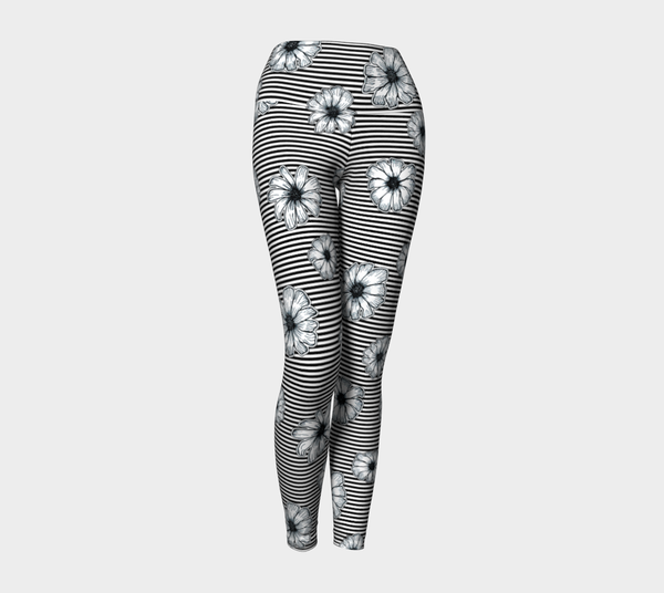 Floral Striped Yoga Leggings - Objet D'Art