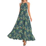Nasturtium Ruffle Hem Halter Neck Maxi Dress - Objet D'Art