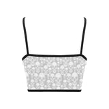 skull gray print Women's Spaghetti Strap Crop Top (Model T67) - Objet D'Art