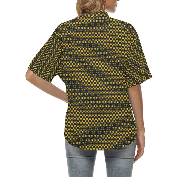 squares and triangles print All Over Print Hawaiian Shirt for Women (Model T58) - Objet D'Art
