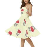 Sleeveless Square Neck Flare Hem Midi Dress - Objet D'Art