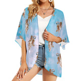 cheribum in the clouds print 3 Women's Kimono Chiffon Cover Up (Model H51) - Objet D'Art