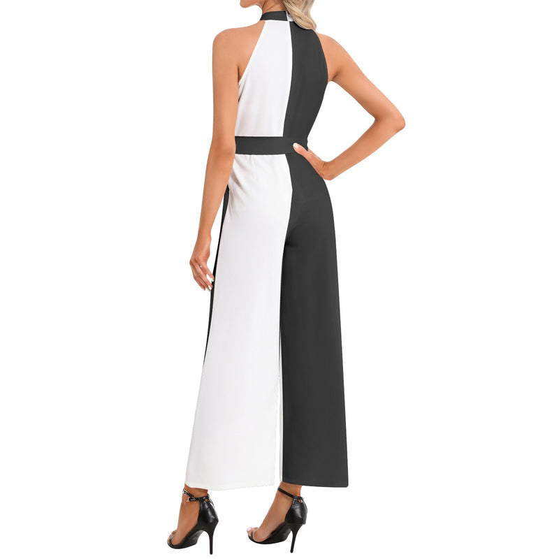 Dynamic Duo Halter Neck Buckle Belted Jumpsuit - Objet D'Art