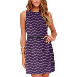 herringbone shades of purple print Eos Women's Sleeveless Dress (Model D01) - Objet D'Art