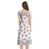 Bandana Art Puff Sleeve Split Thigh Midi Dress - Objet D'Art