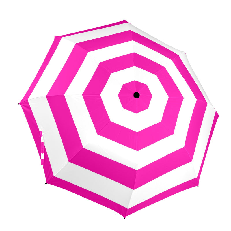 fuchsia striped umbrella print Semi-Automatic Foldable Umbrella (Model U12) - Objet D'Art