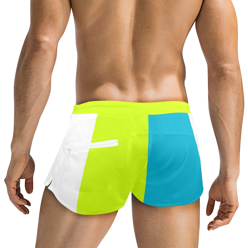pisces neon green blue ombre print Men's Swim Trunks with Zipper Pocket (Model L71) - Objet D'Art