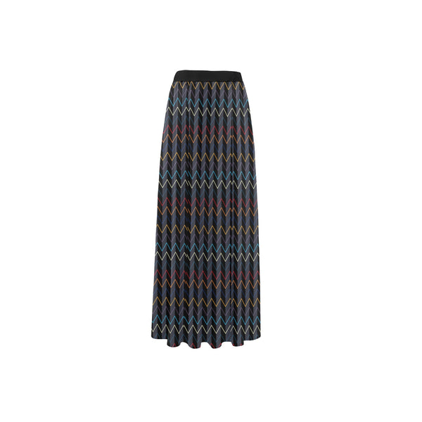 color waves print 3 High Slit Long Beach Dress (Model S40) - Objet D'Art