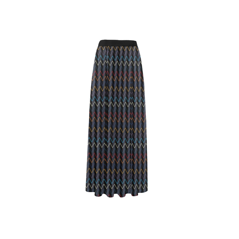 color waves print 3 High Slit Long Beach Dress (Model S40) - Objet D'Art