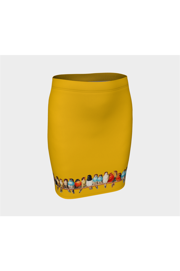 Golden Perch of Birds Fitted Skirt - Objet D'Art