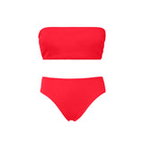 scarlet flame print 2 Chest Wrap Bikini Swimsuit (Model S36) - Objet D'Art
