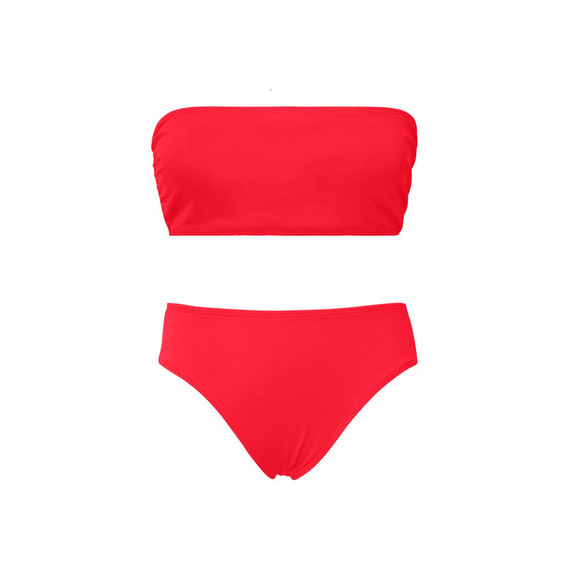 scarlet flame print 2 Chest Wrap Bikini Swimsuit (Model S36) - Objet D'Art