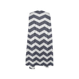 waves gray print 5 Sleeveless A-Line Pocket Dress (Model D57) - Objet D'Art