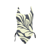 petal play print Drawstring Side One-Piece Swimsuit (Model S14) - Objet D'Art