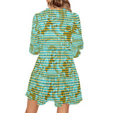 asian fish print V-Neck Loose Fit Dress (Model D62) - Objet D'Art