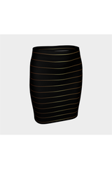 Gold Stripe on Black Fitted Skirt - Objet D'Art