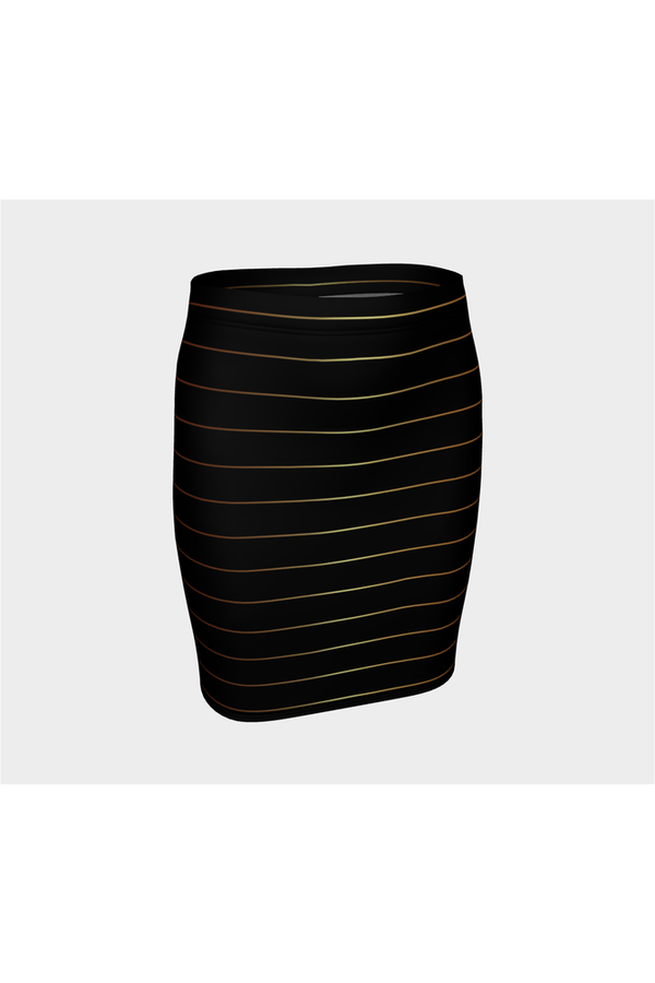 Gold Stripe on Black Fitted Skirt - Objet D'Art