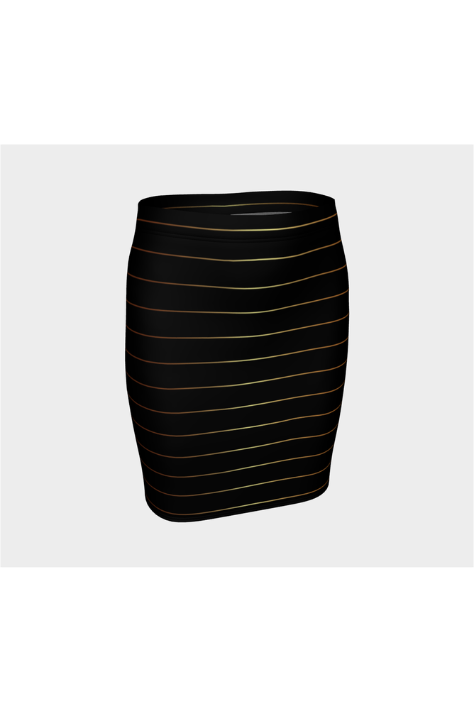 Gold Stripe on Black Fitted Skirt - Objet D'Art
